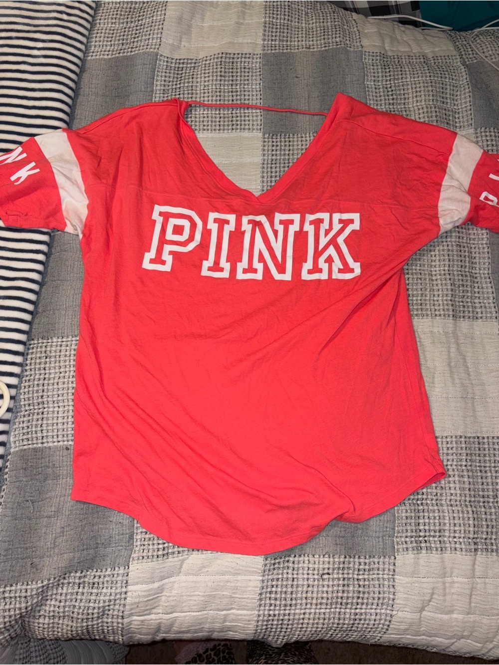 PINK Victoria's Secret pink Short Sleeve V-Neck Tee